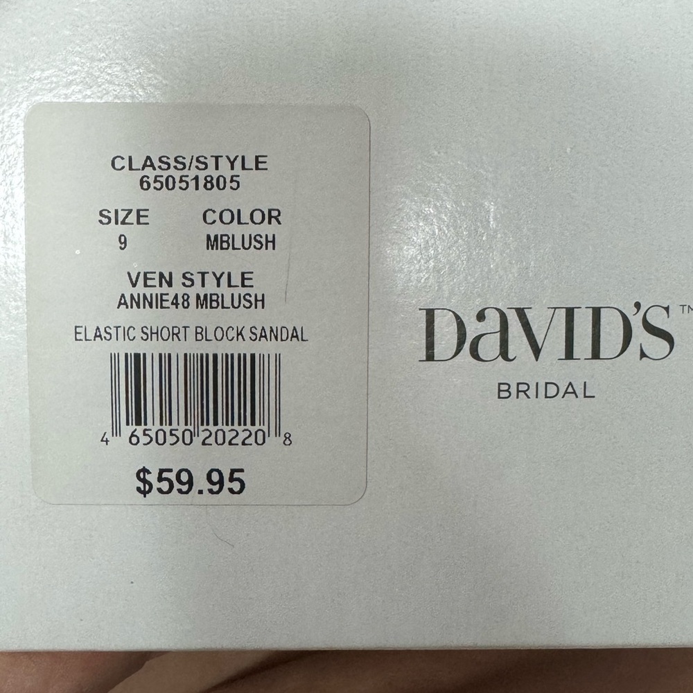 David's Bridal Iridescent Rhinestone Champagne Block Heel Sandals - Picture 2 of 8